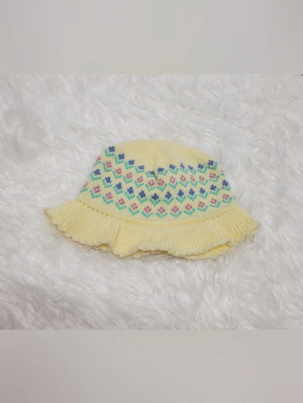 VTG yellow floral adorable hat 80s/90s